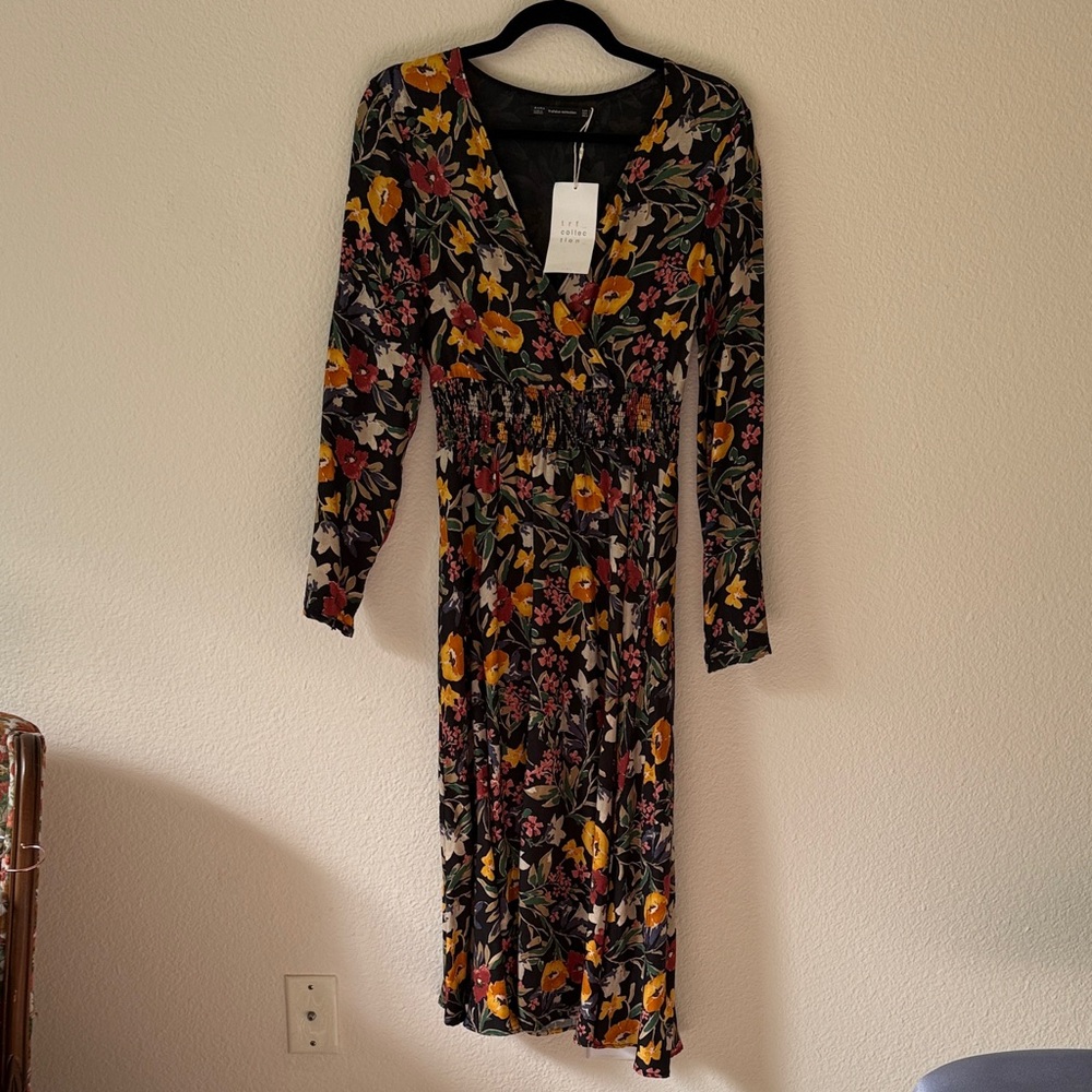 Zara NWT Multicolor Floral Long Sleeve Dress